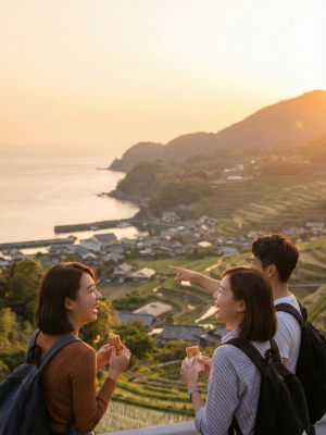 Image showing a group of people watching the sun set together.